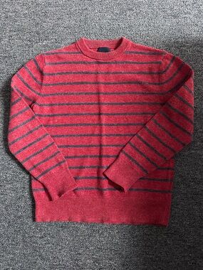 GAP Red Crewneck Sweater with Navy Stripes